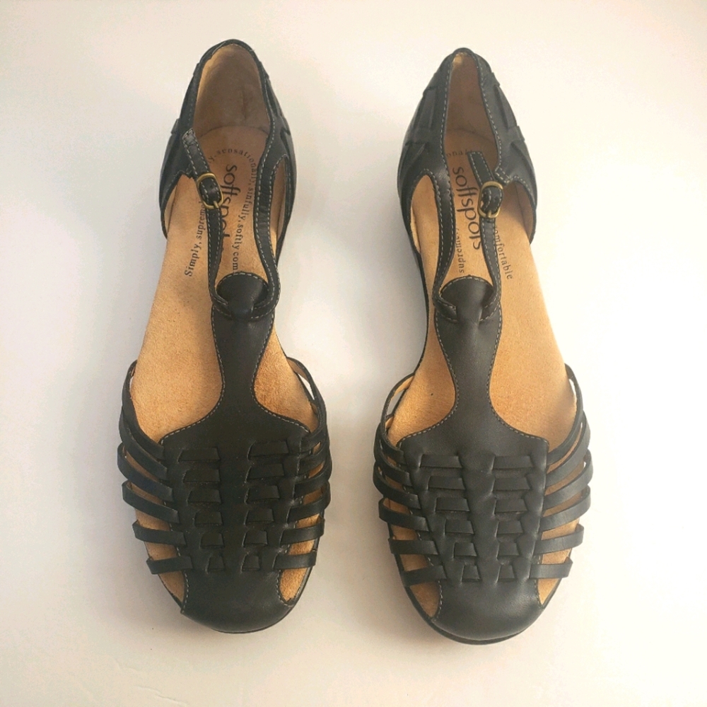 Softspots black leather sandals